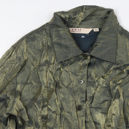 EWM Womens Clear Viscose Basic Button-Up Size 14 Collared