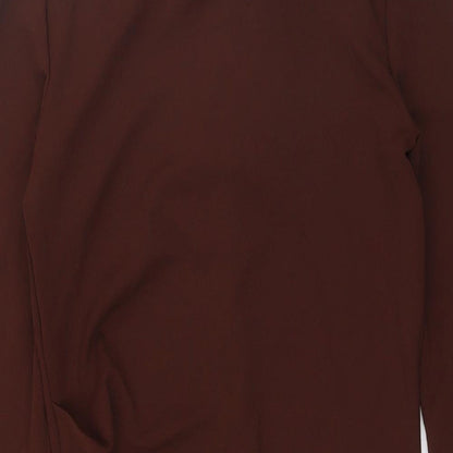 Zara Womens Brown Polyester Shirt Dress Size S Boat Neck Zip
