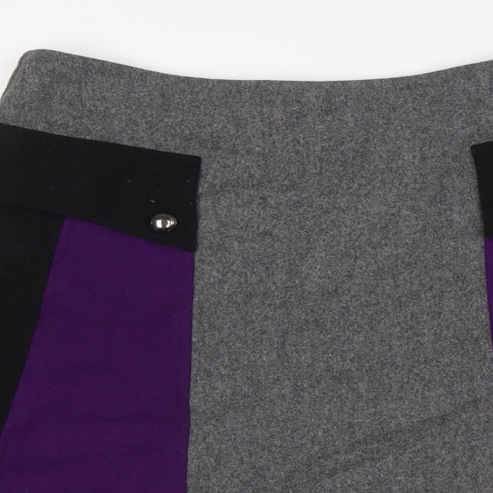 Collection John Lewis Womens Multicoloured Wool A-Line Skirt Size 12 Tie