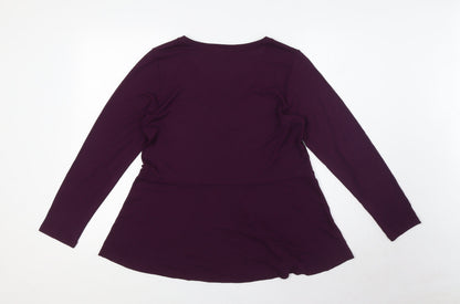 Masai Womens Purple Polyester Basic Blouse Size M Boat Neck