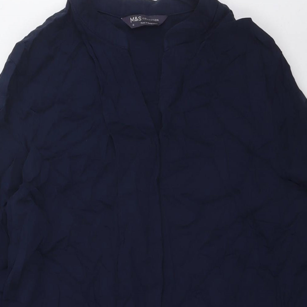 Marks and Spencer Womens Blue Viscose Shirt Dress Size 10 Sweetheart