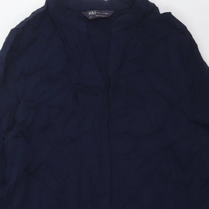 Marks and Spencer Womens Blue Viscose Shirt Dress Size 10 Sweetheart
