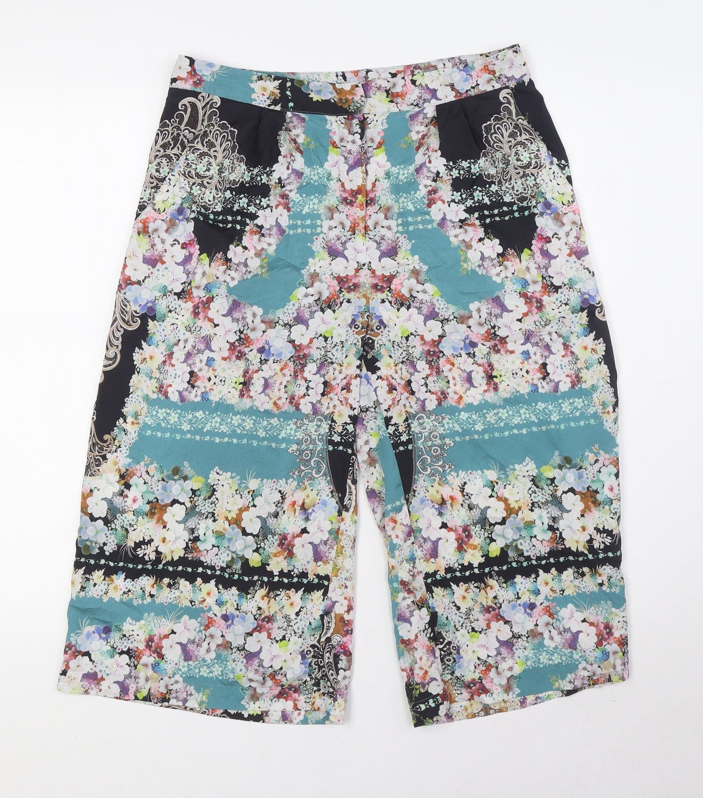 Womens UK Size 8 Topshop Regular Fit Cropped Multicoloured Trousers