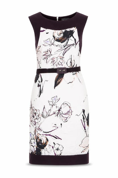 Phase Eight Womens Multicoloured Floral Cotton Pencil Dress Size 10 Round Neck Zip