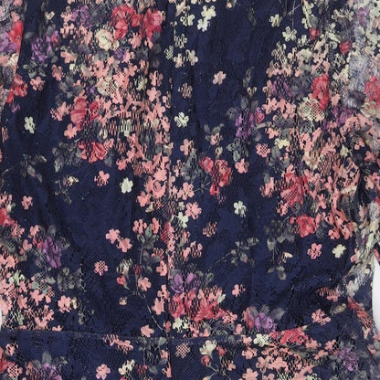 Oasis Womens Multicoloured Floral Polyester A-Line Size M Boat Neck Zip