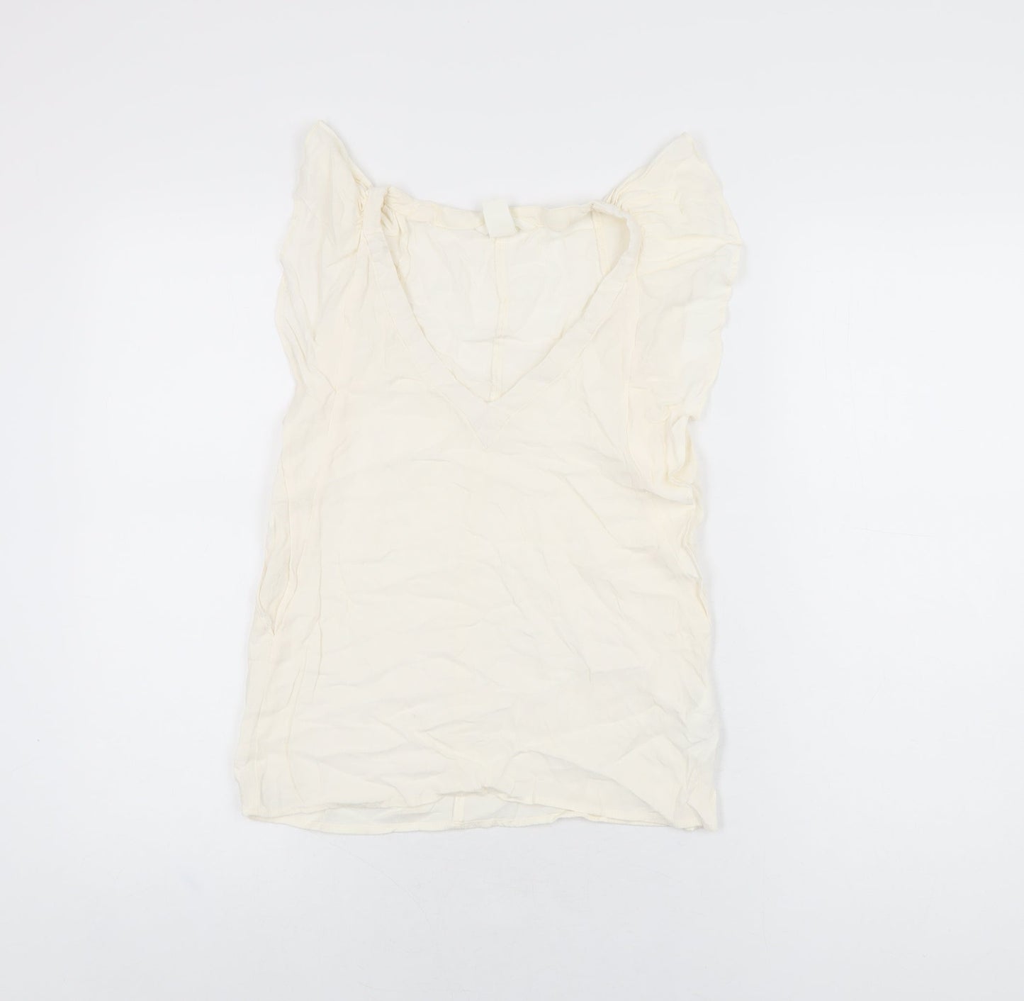 Womens UK Size 4 H&M Ivory Basic T-Shirt
