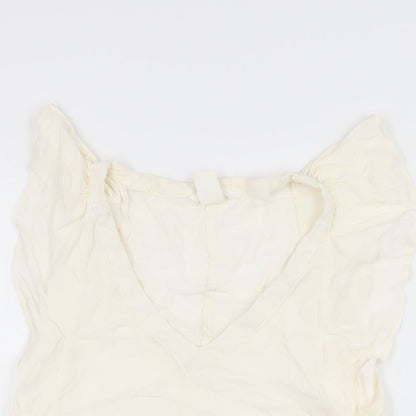 Womens UK Size 4 H&M Ivory Basic T-Shirt