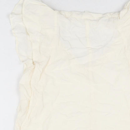 Womens UK Size 4 H&M Ivory Basic T-Shirt