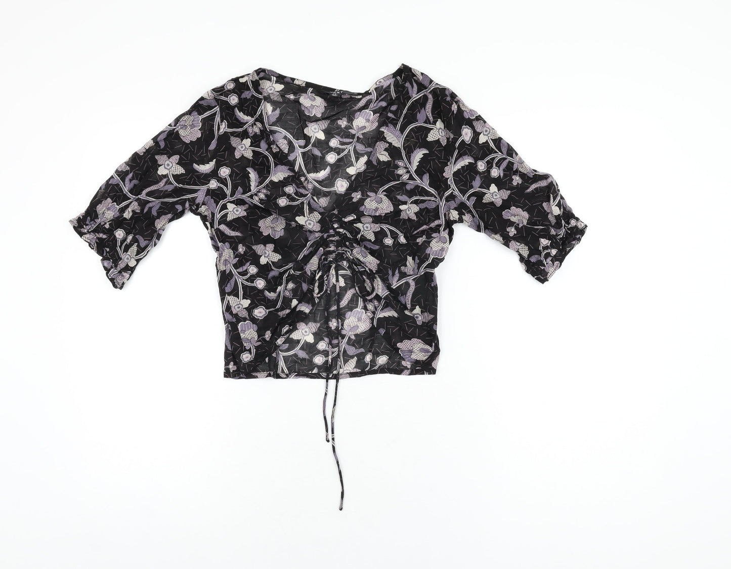 Womens UK Size 6 NEXT Black Cropped T-Shirt