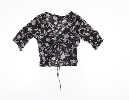 Womens UK Size 6 NEXT Black Cropped T-Shirt