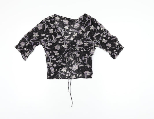 Womens UK Size 6 NEXT Black Cropped T-Shirt