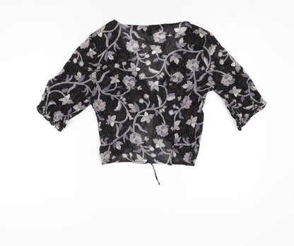 Womens UK Size 6 NEXT Black Cropped T-Shirt