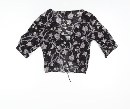 Womens UK Size 6 NEXT Black Cropped T-Shirt