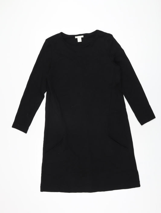 H&M Womens Black Viscose Shift Size S Round Neck Pullover