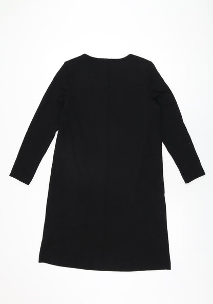 H&M Womens Black Viscose Shift Size S Round Neck Pullover
