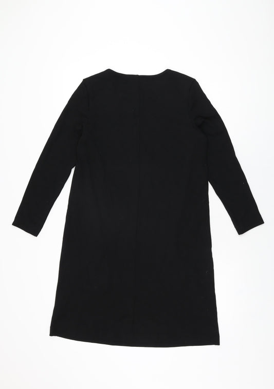 H&M Womens Black Viscose Shift Size S Round Neck Pullover