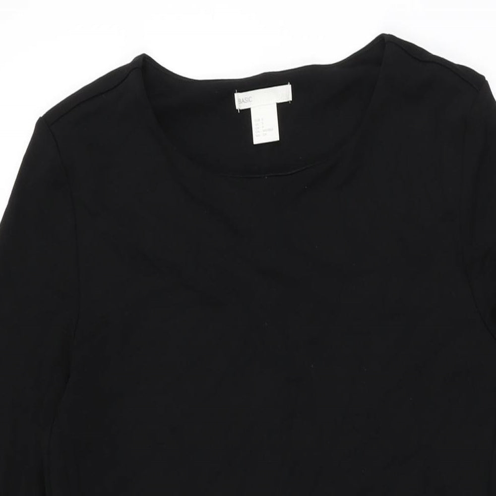 H&M Womens Black Viscose Shift Size S Round Neck Pullover