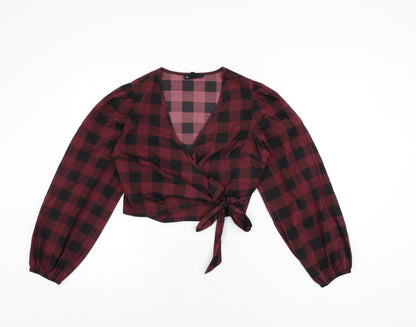 Womens UK Size S Wednesday's Girl Red Wrap Blouse