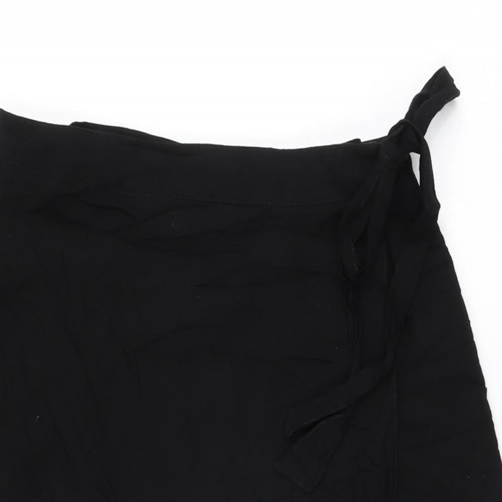 New Look Womens Black Polyester Wrap Skirt Size 10 Tie