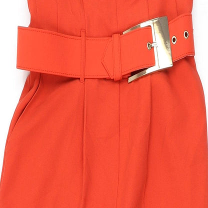 Miss Selfridge Womens Red Polyester Jumpsuit One-Piece Size 8 L27 in Zip - Belted