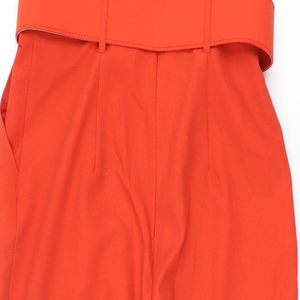 Miss Selfridge Womens Red Polyester Jumpsuit One-Piece Size 8 L27 in Zip - Belted