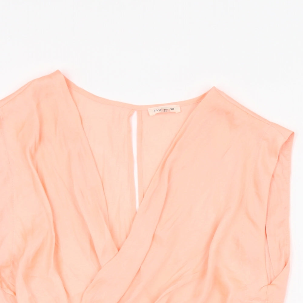 Womens UK Size 8 River Island Pink Cropped Blouse