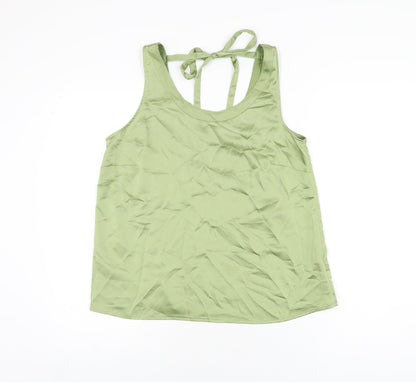 Marks and Spencer Womens Green Polyester Basic T-Shirt Size 10 Scoop Neck