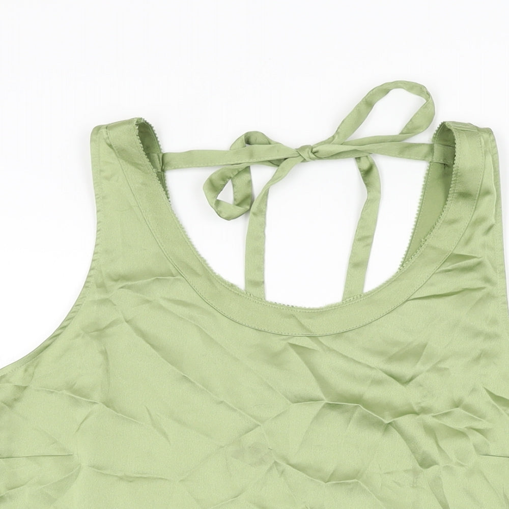 Marks and Spencer Womens Green Polyester Basic T-Shirt Size 10 Scoop Neck