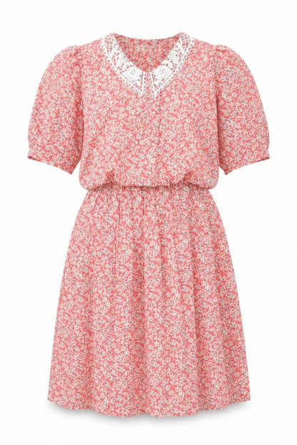 Debenhams Womens Pink Floral Polyester A-Line Size 12 Collared Button