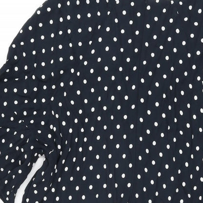 Phase Eight Womens Blue Polka Dot Viscose Shift Size 14 Round Neck Zip