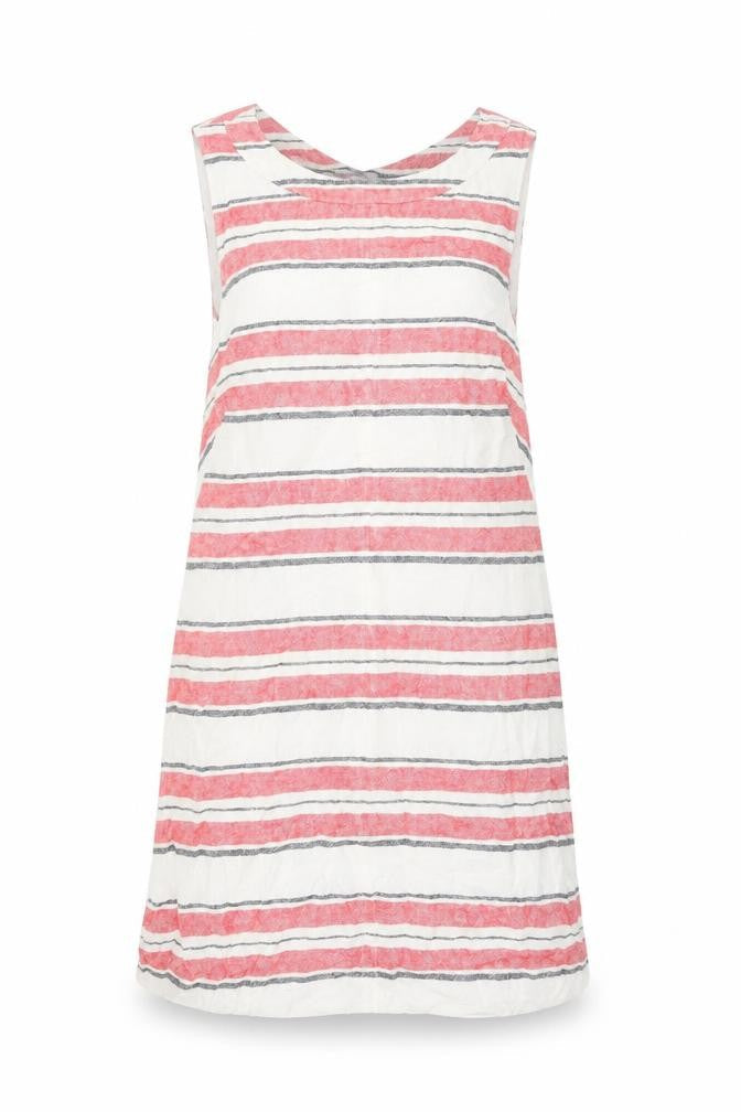Marks and Spencer Womens Ivory Striped Linen Shift Size 12 Round Neck Pullover