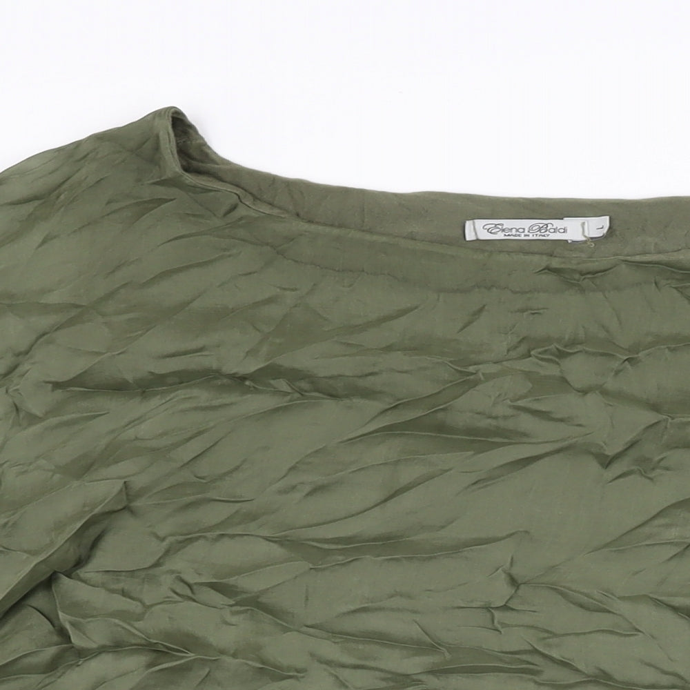 Elena Baldi Womens Green Viscose Basic Blouse Size L Round Neck