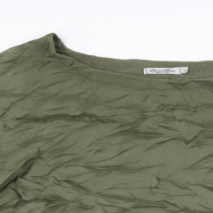 Elena Baldi Womens Green Viscose Basic Blouse Size L Round Neck