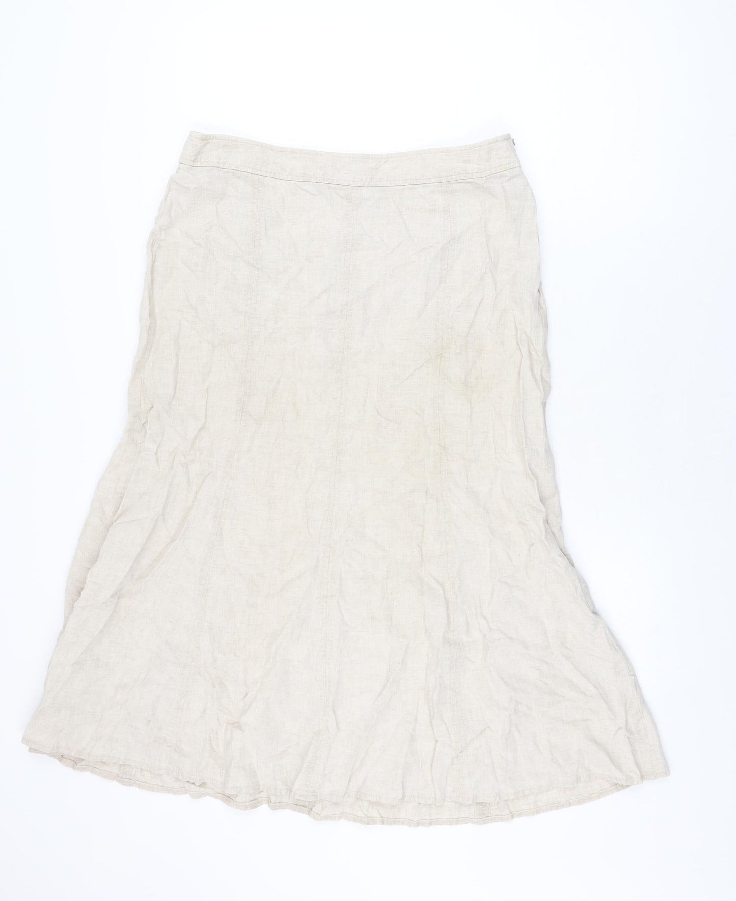 CC Womens Beige Lyocell Flare Skirt Size 14 Zip