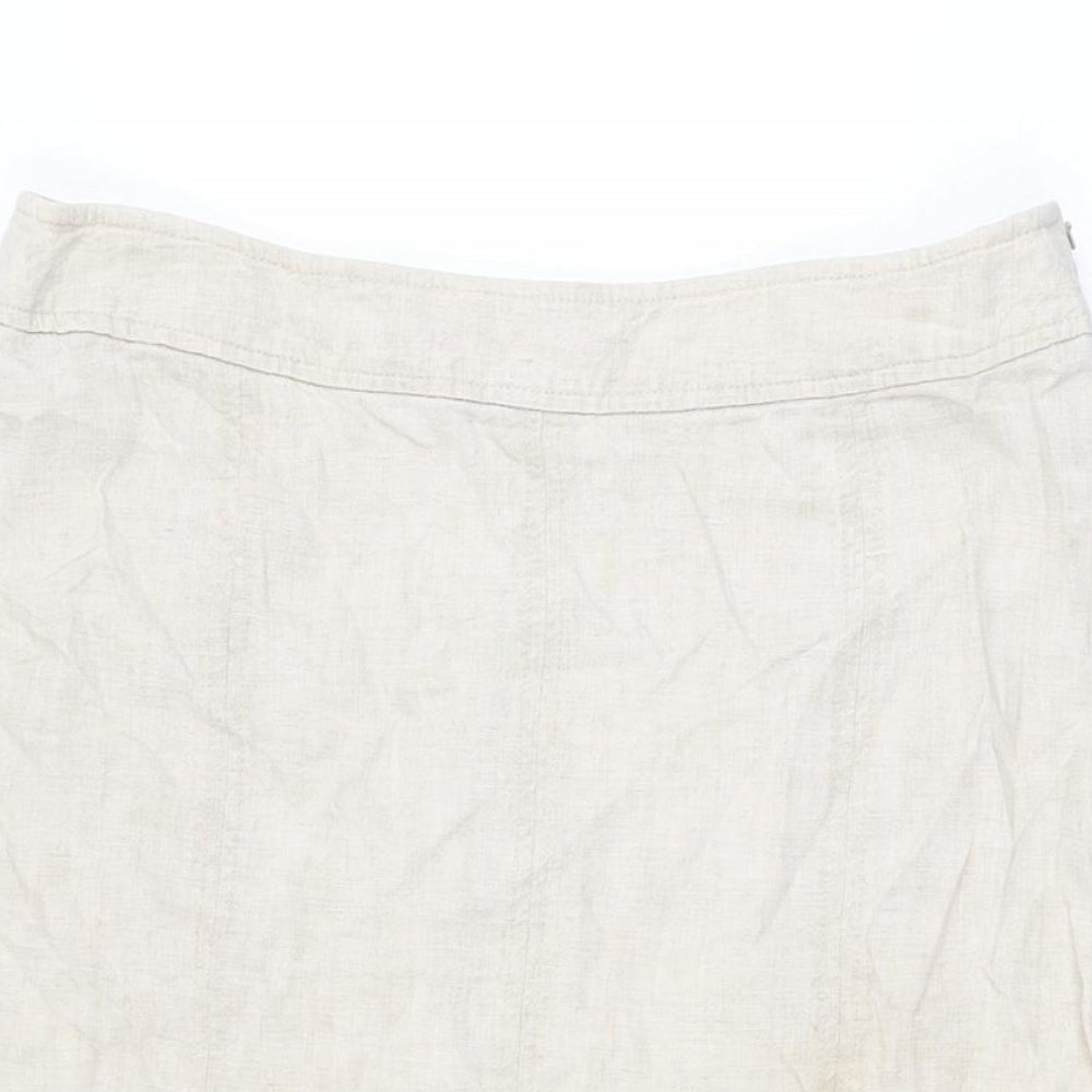 CC Womens Beige Lyocell Flare Skirt Size 14 Zip