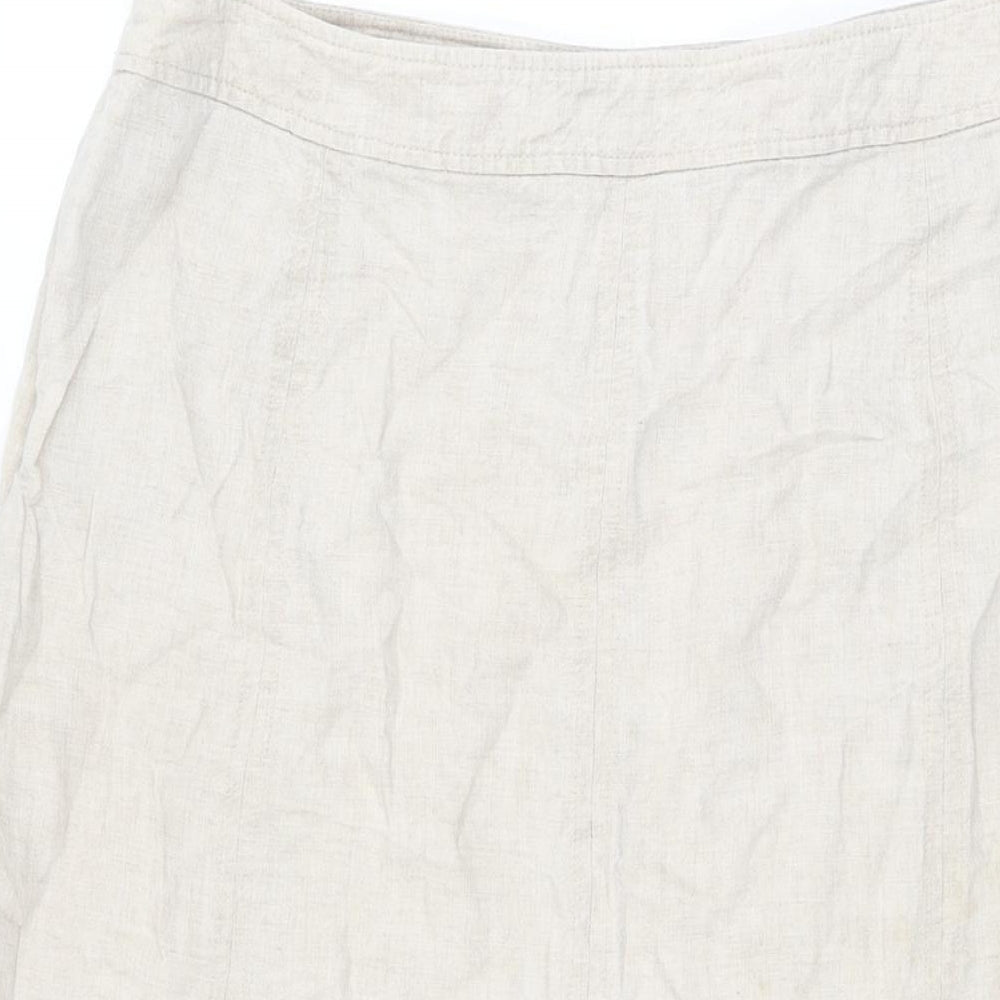 CC Womens Beige Lyocell Flare Skirt Size 14 Zip