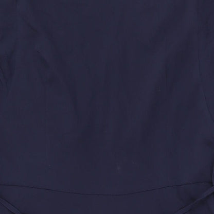 Marks and Spencer Womens Blue Polyester Shift Size 16 V-Neck Tie