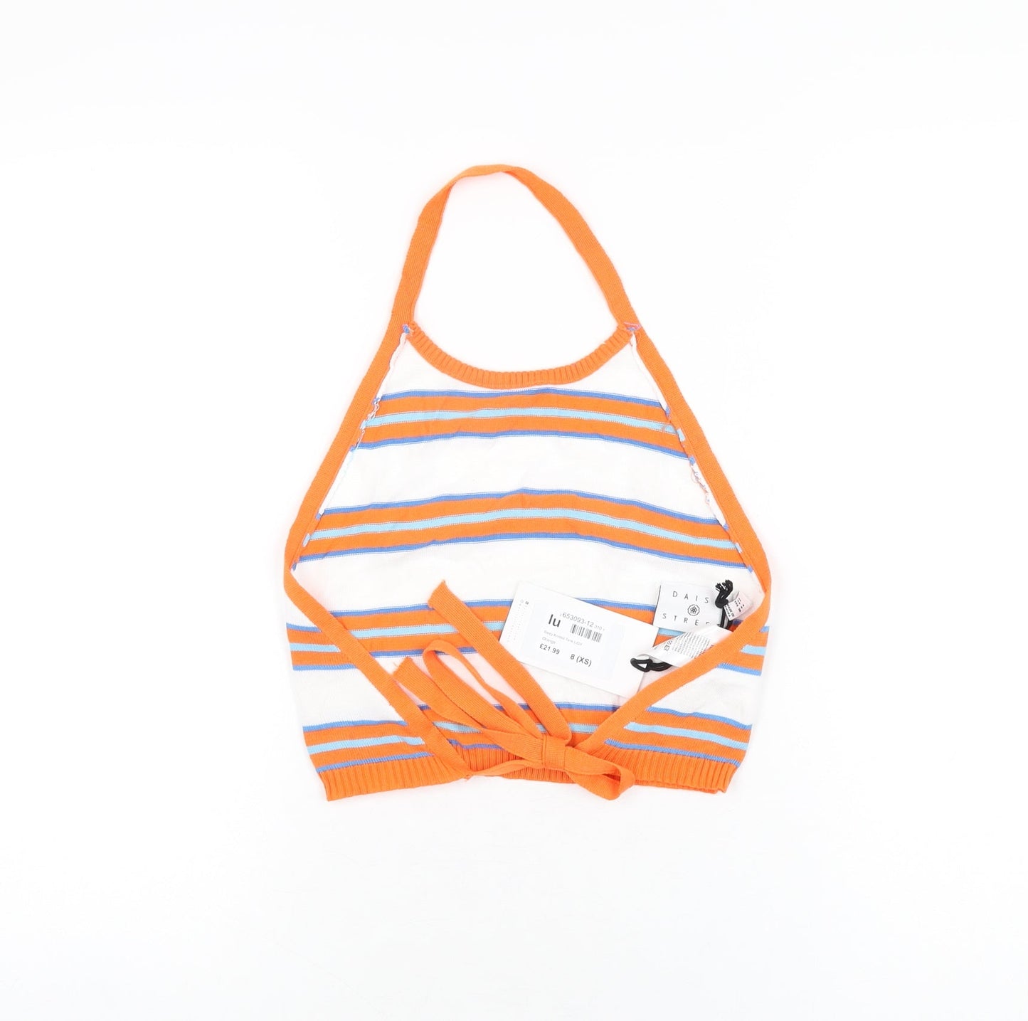 Daisy Street Womens White Striped Polyester Cropped T-Shirt Size 8 Halter