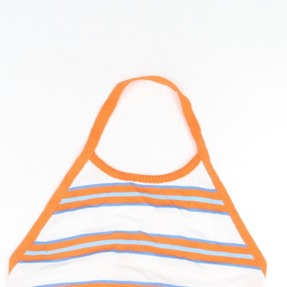 Daisy Street Womens White Striped Polyester Cropped T-Shirt Size 8 Halter