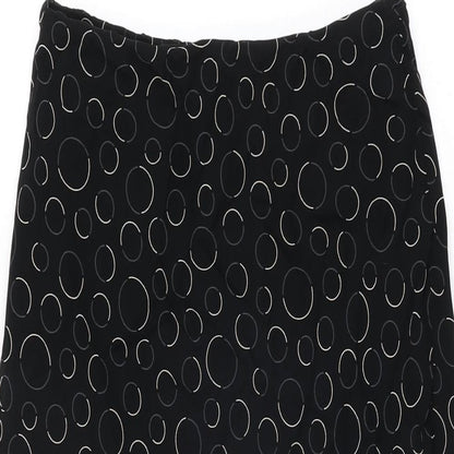 Marks and Spencer Womens Black Geometric Polyester Flare Skirt Size 10