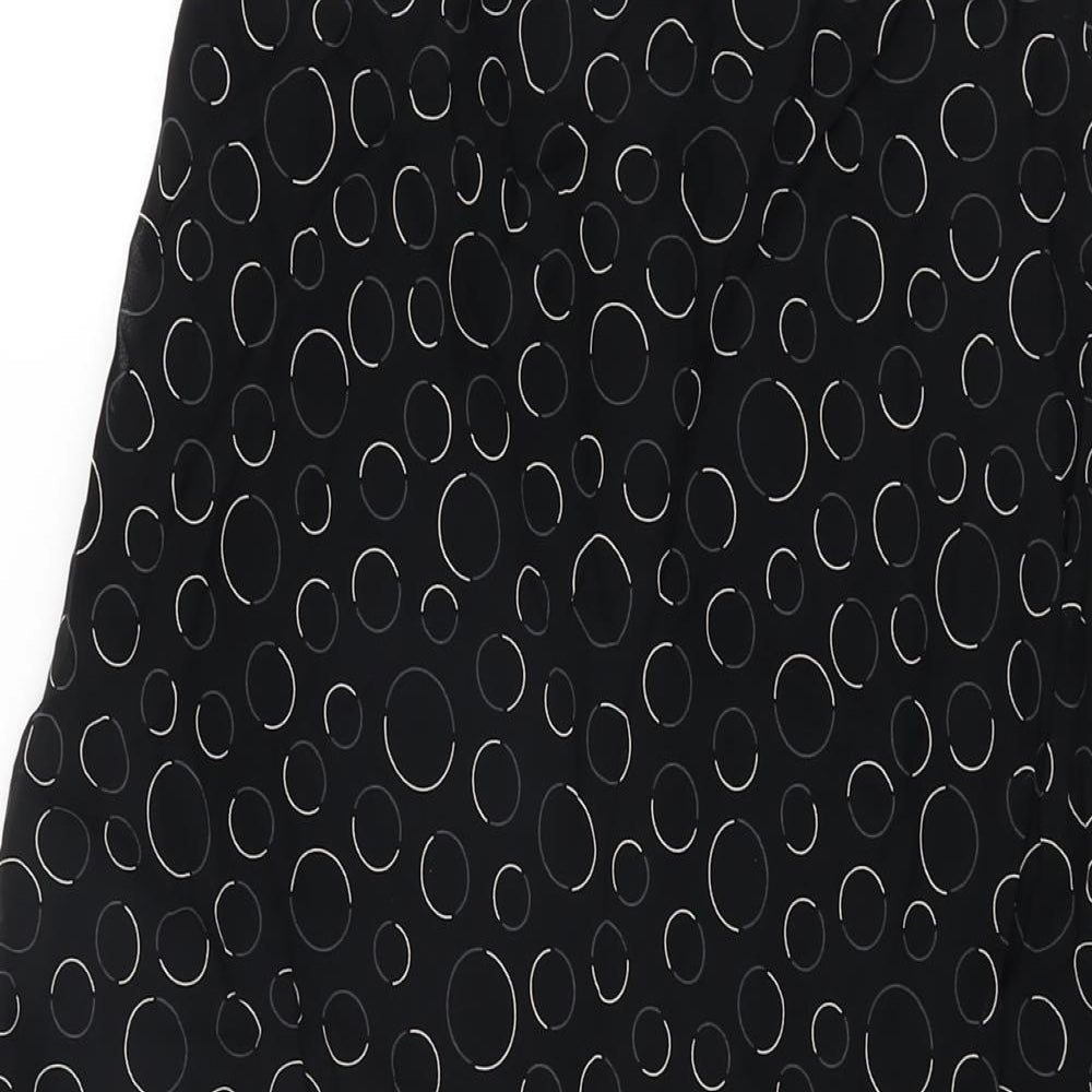 Marks and Spencer Womens Black Geometric Polyester Flare Skirt Size 10