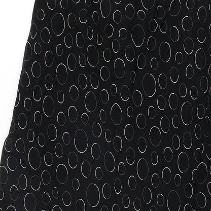 Marks and Spencer Womens Black Geometric Polyester Flare Skirt Size 10