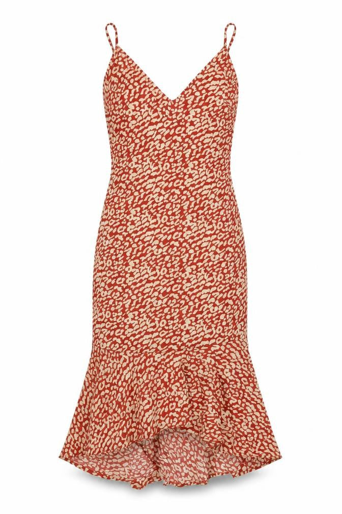 PRETTYLITTLETHING Womens Red Animal Print Polyester Bodycon Size 10 V-Neck Zip
