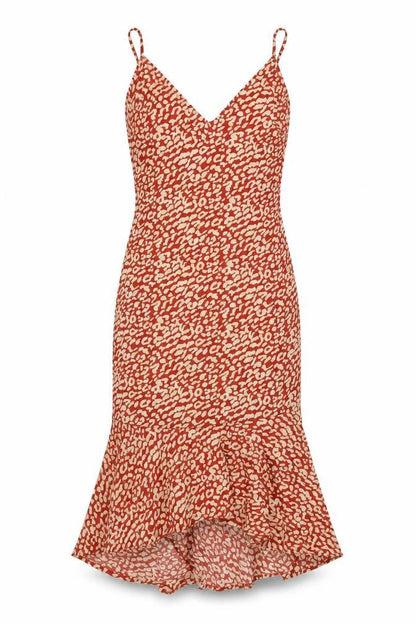 PRETTYLITTLETHING Womens Red Animal Print Polyester Bodycon Size 10 V-Neck Zip