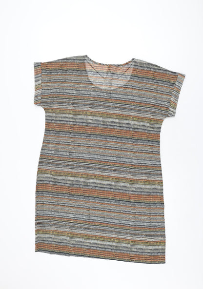 FOIL Womens Multicoloured Geometric Polyester Shift Size 10 Round Neck Pullover - Sheer