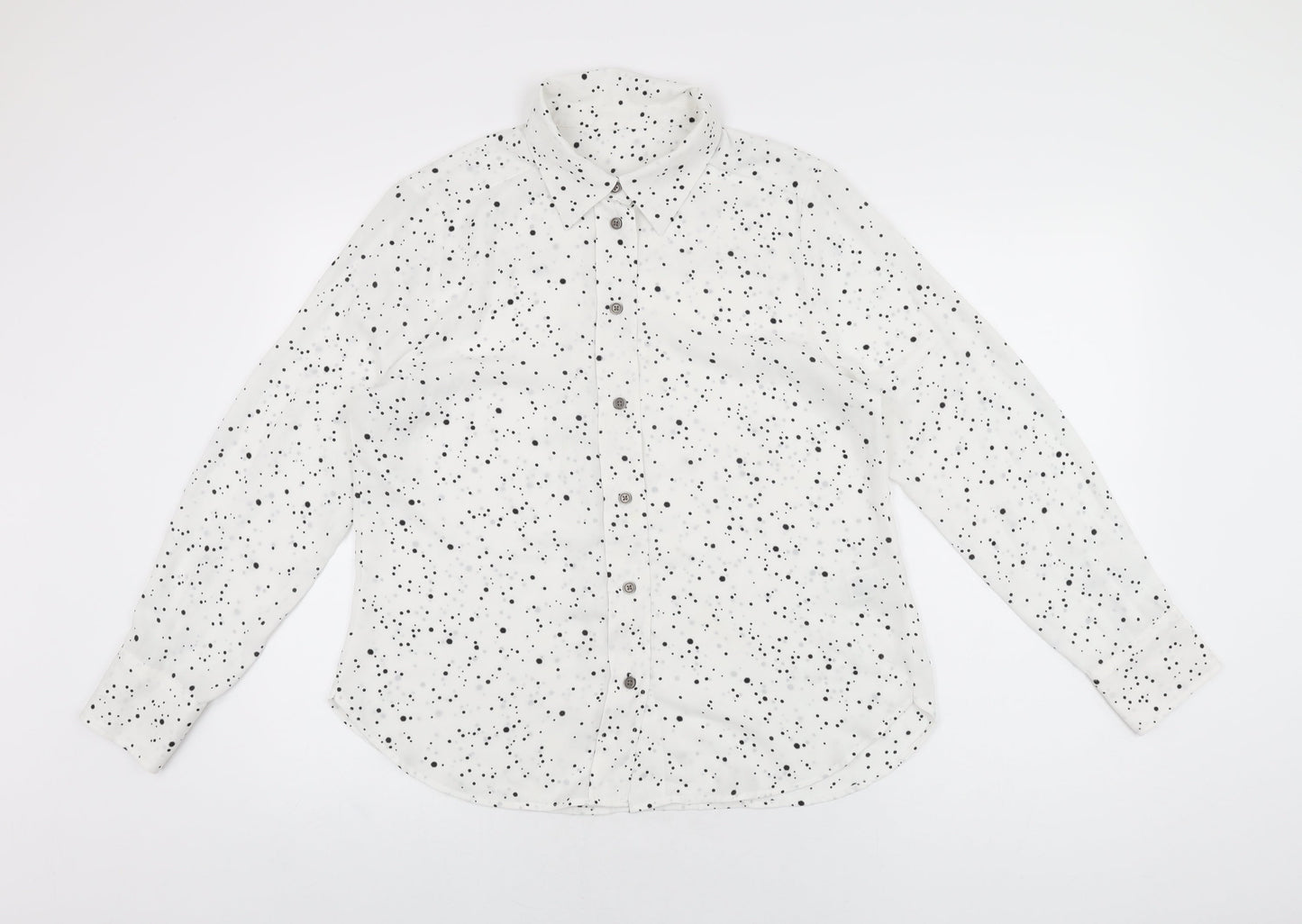 Womens UK Size 12 Marks and Spencer White Basic Button-Up