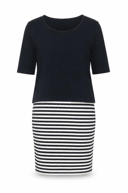 NEXT Womens Blue Striped Polyester Bodycon Size 10 Round Neck Zip