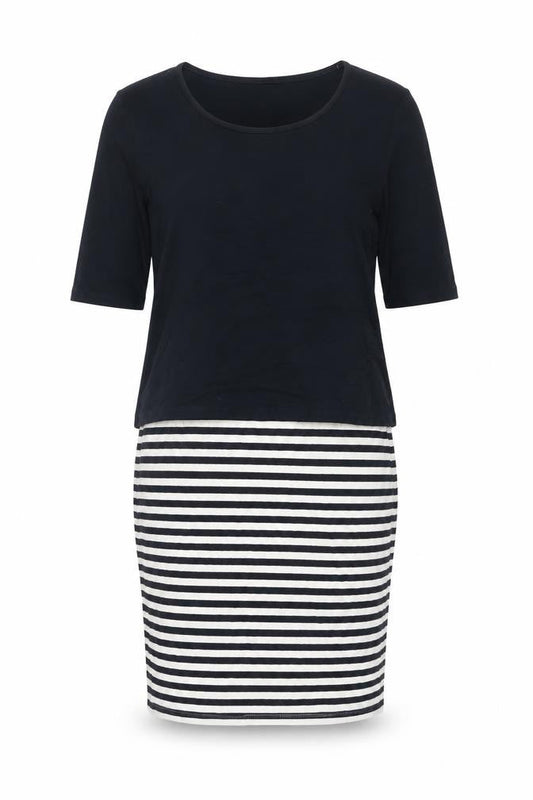 NEXT Womens Blue Striped Polyester Bodycon Size 10 Round Neck Zip