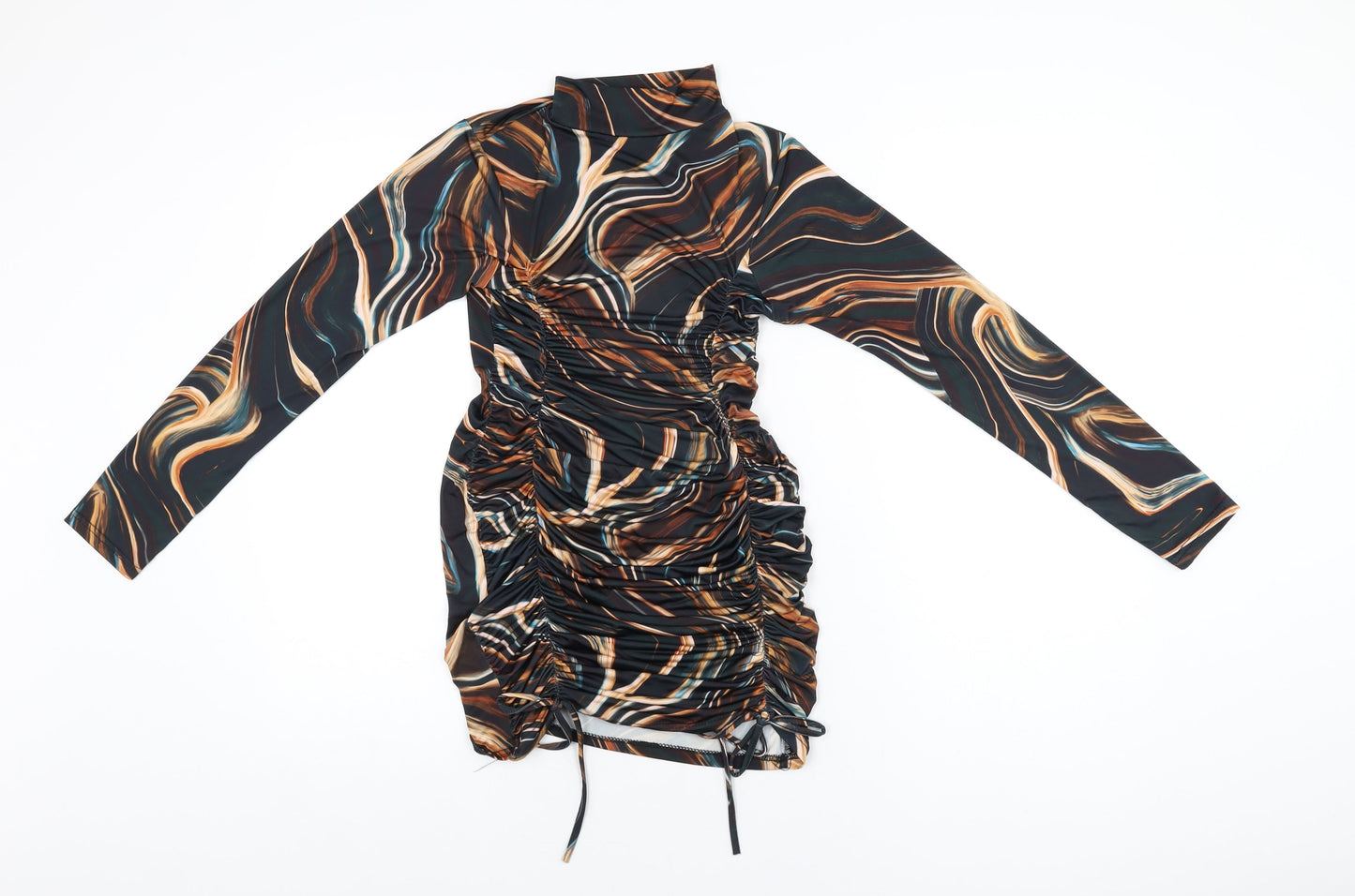 AX Paris Womens Black Geometric Polyester Bodycon Size 8 High Neck Pullover