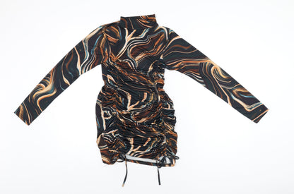 AX Paris Womens Black Geometric Polyester Bodycon Size 8 High Neck Pullover